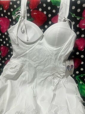 iris White Padded Bustier Chemise with Tie-Straps